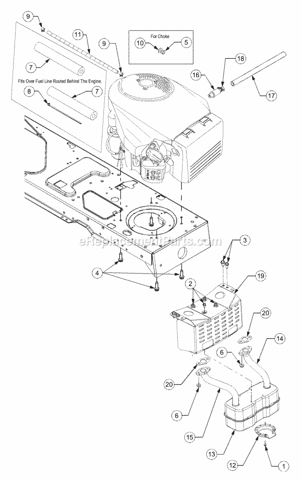 Engine Accessories Diagram and Parts List for 1525 13A-221F100 Cub Cadet Lawn Tractor